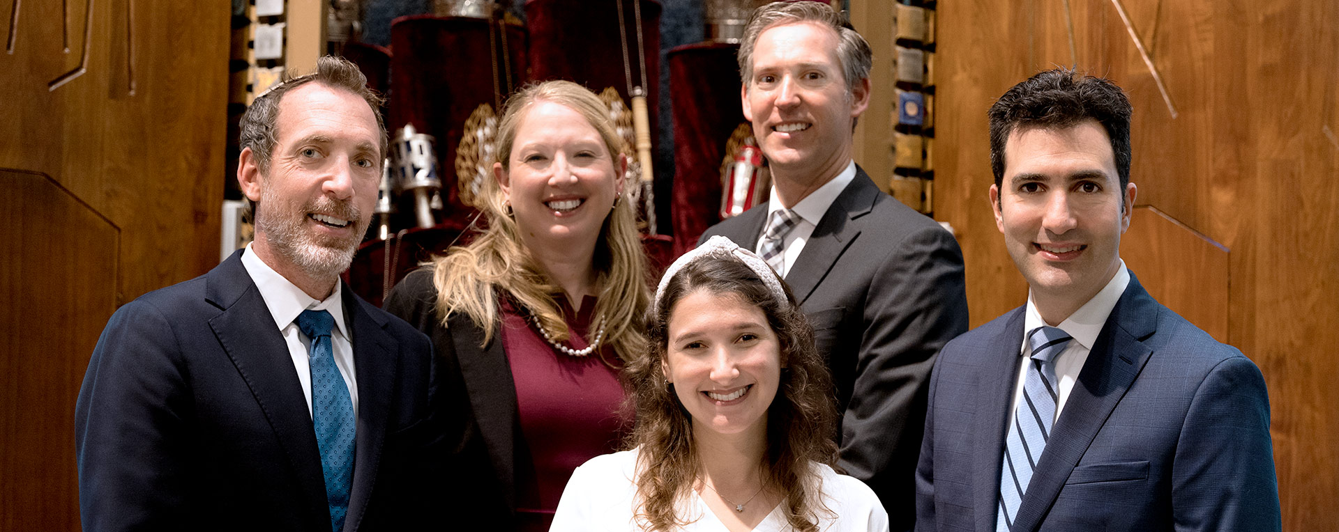 Rabbi Avi Taff, Rabbi Nicole Guzik, Rabbi Gavriella Kornsgold, Rabbi Erez Sherman and Cantor Marcus Feldman