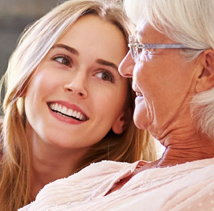 A young woman and an elderly woman