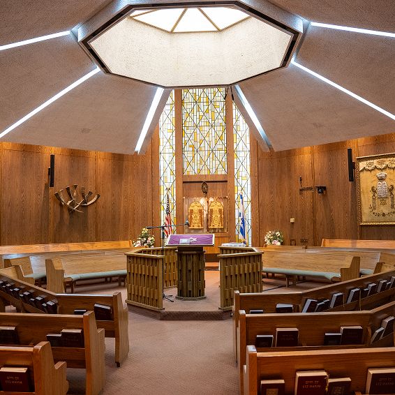 Temple interior during Daily Minyan